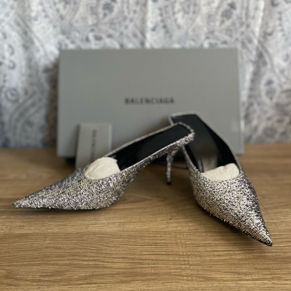 BALENCIAGA Silver Titanium Knife Mules - Picture 11 of 11